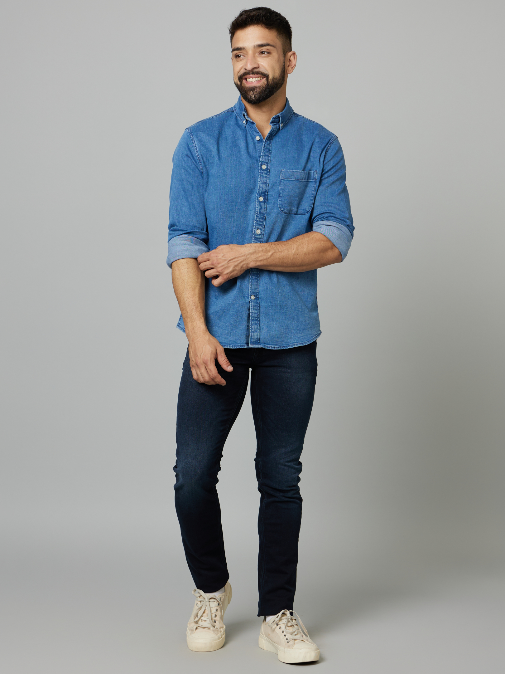 celio | Men's Blue Solid Casual Shirts 4