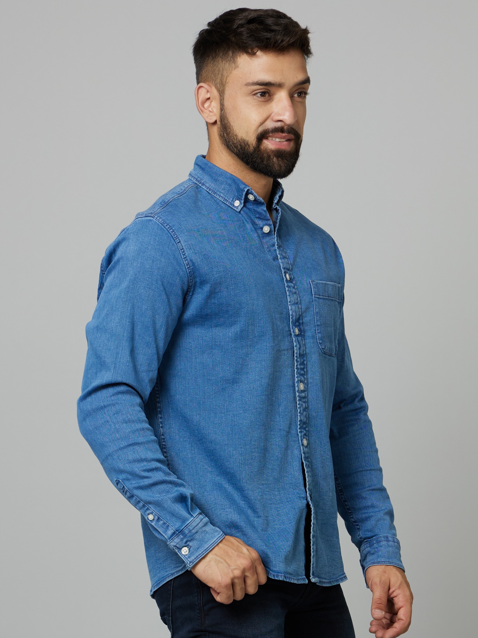 celio | Men's Blue Solid Casual Shirts 2