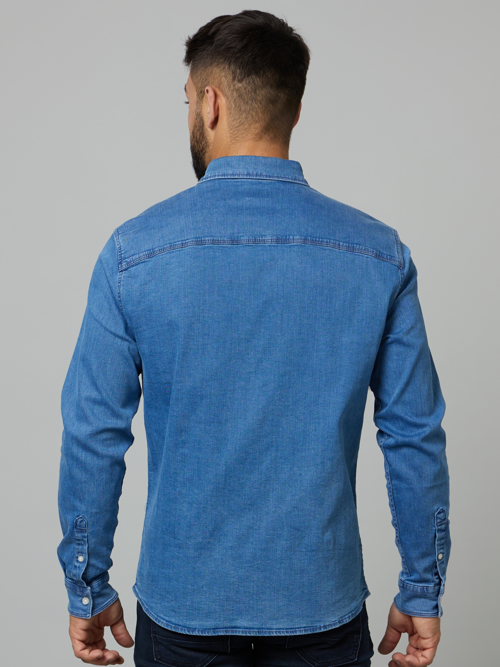 celio | Men's Blue Solid Casual Shirts 1