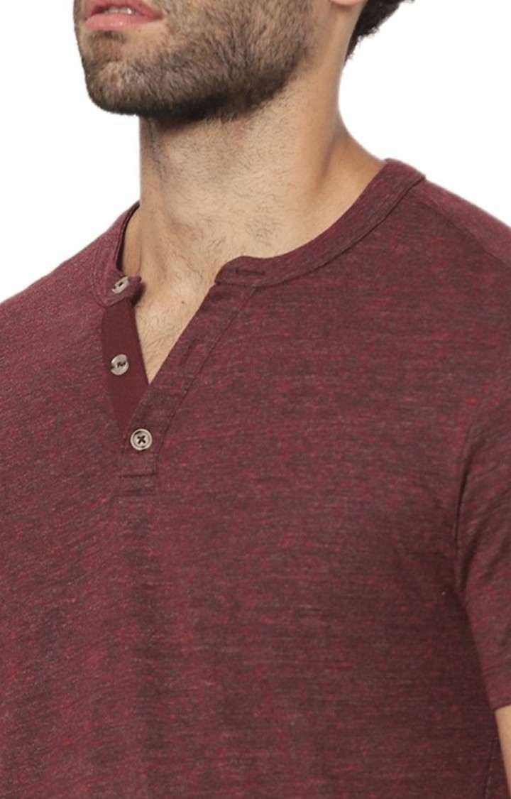Men's Red Melange Regular T-Shirts