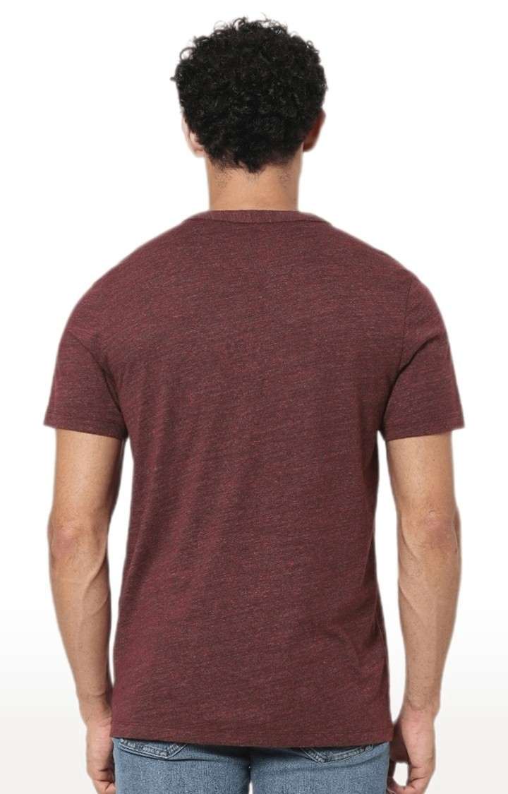 Men's Red Melange Regular T-Shirts