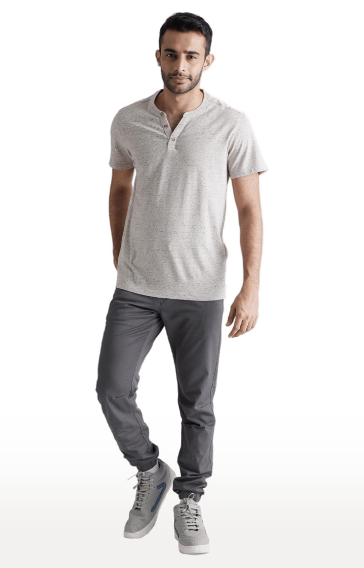 celio | Men's Grey Melange Regular T-Shirts
