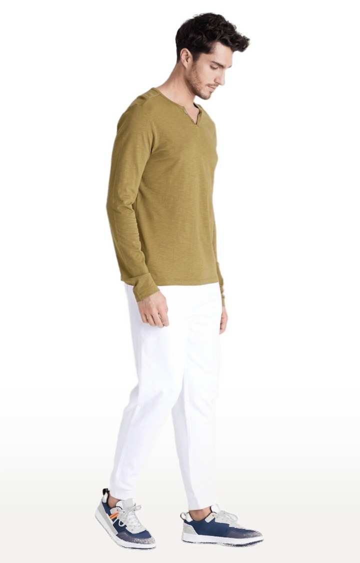 Men's White Polycotton Solid Casual Joggers