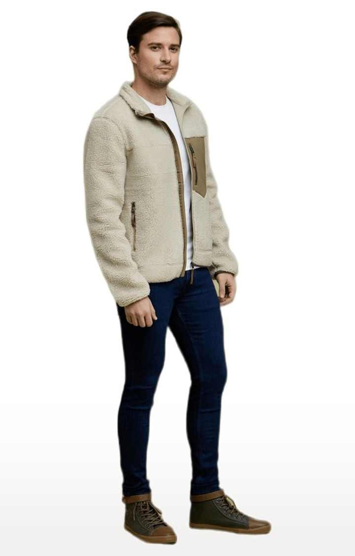 Men's Beige Solid Western Jackets