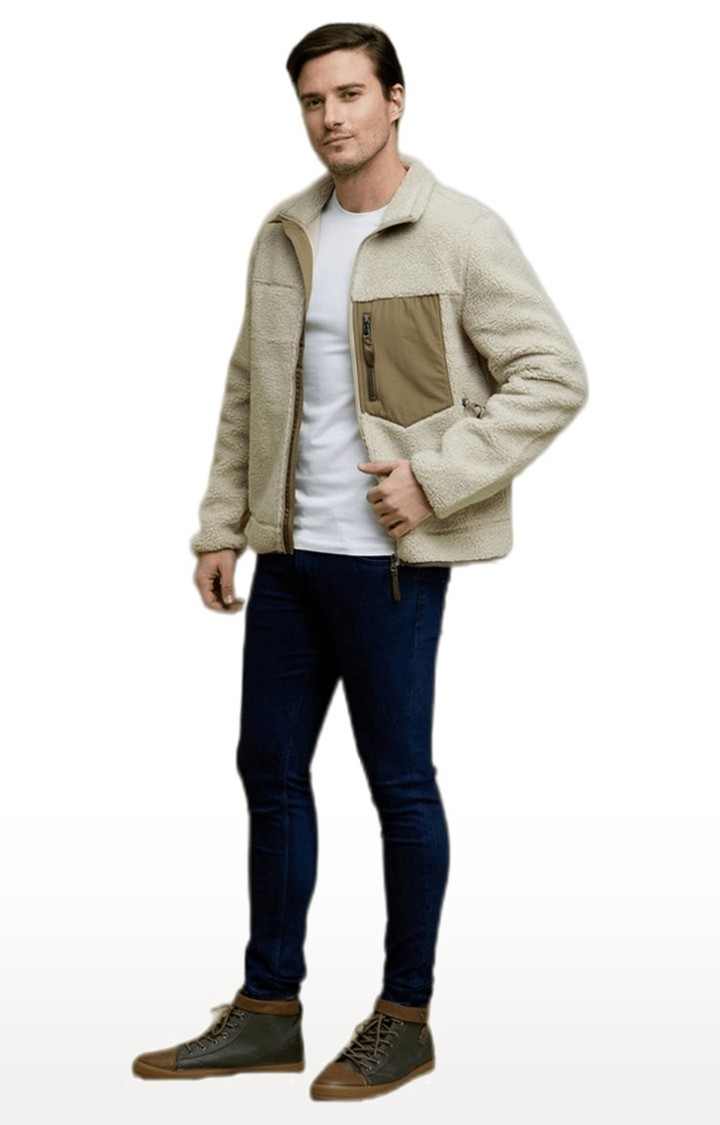 Men's Beige Solid Western Jackets