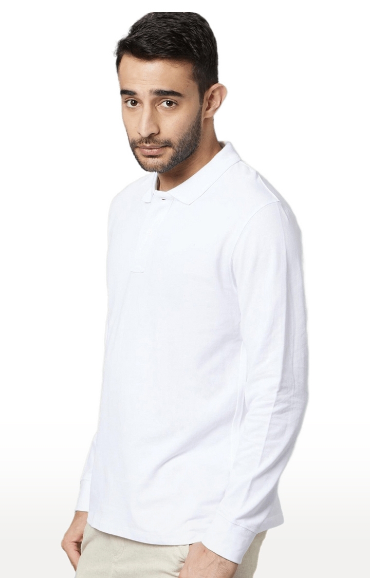 Men's White Solid Polos
