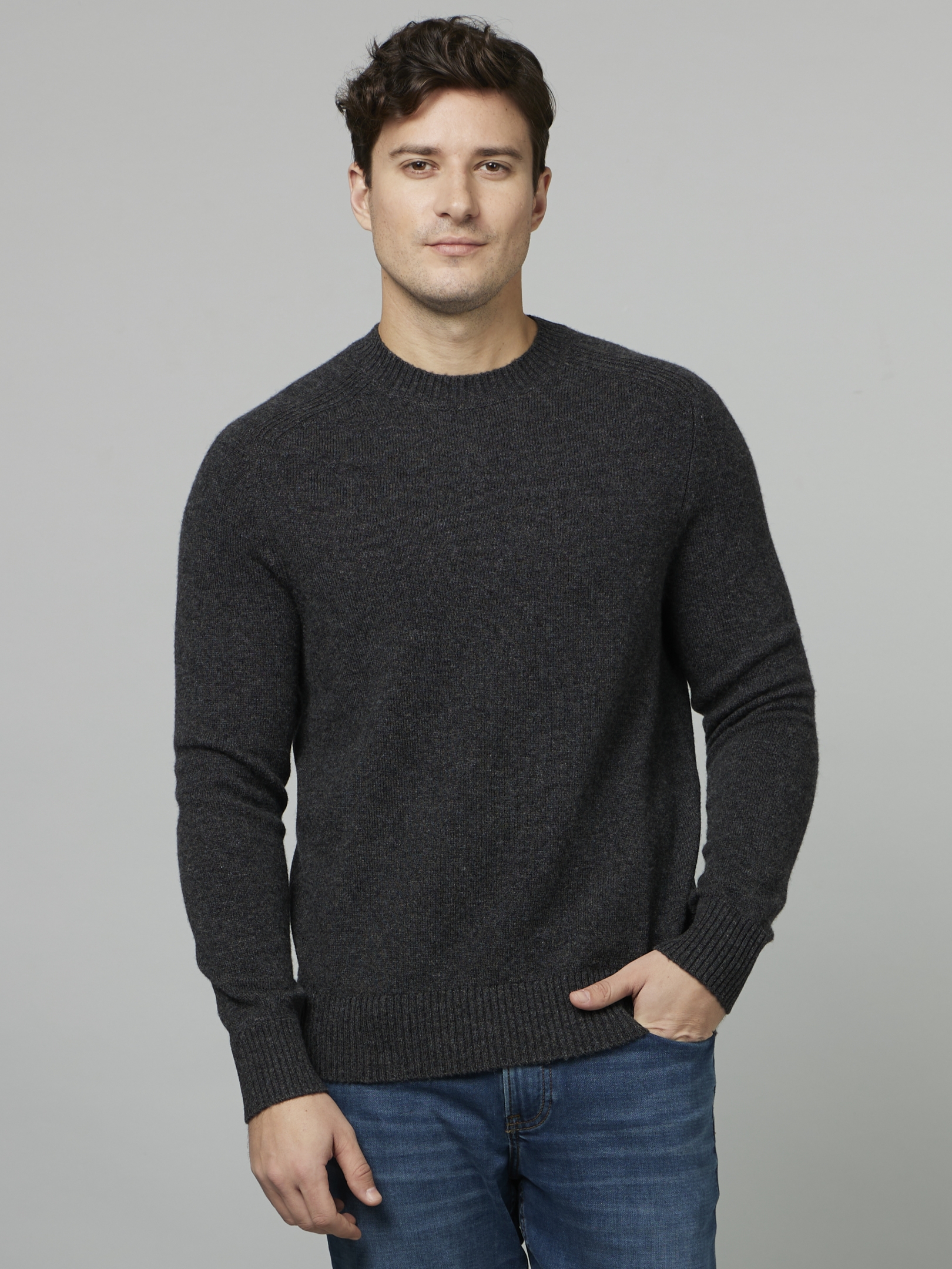 celio | Men's Grey Solid Sweaters