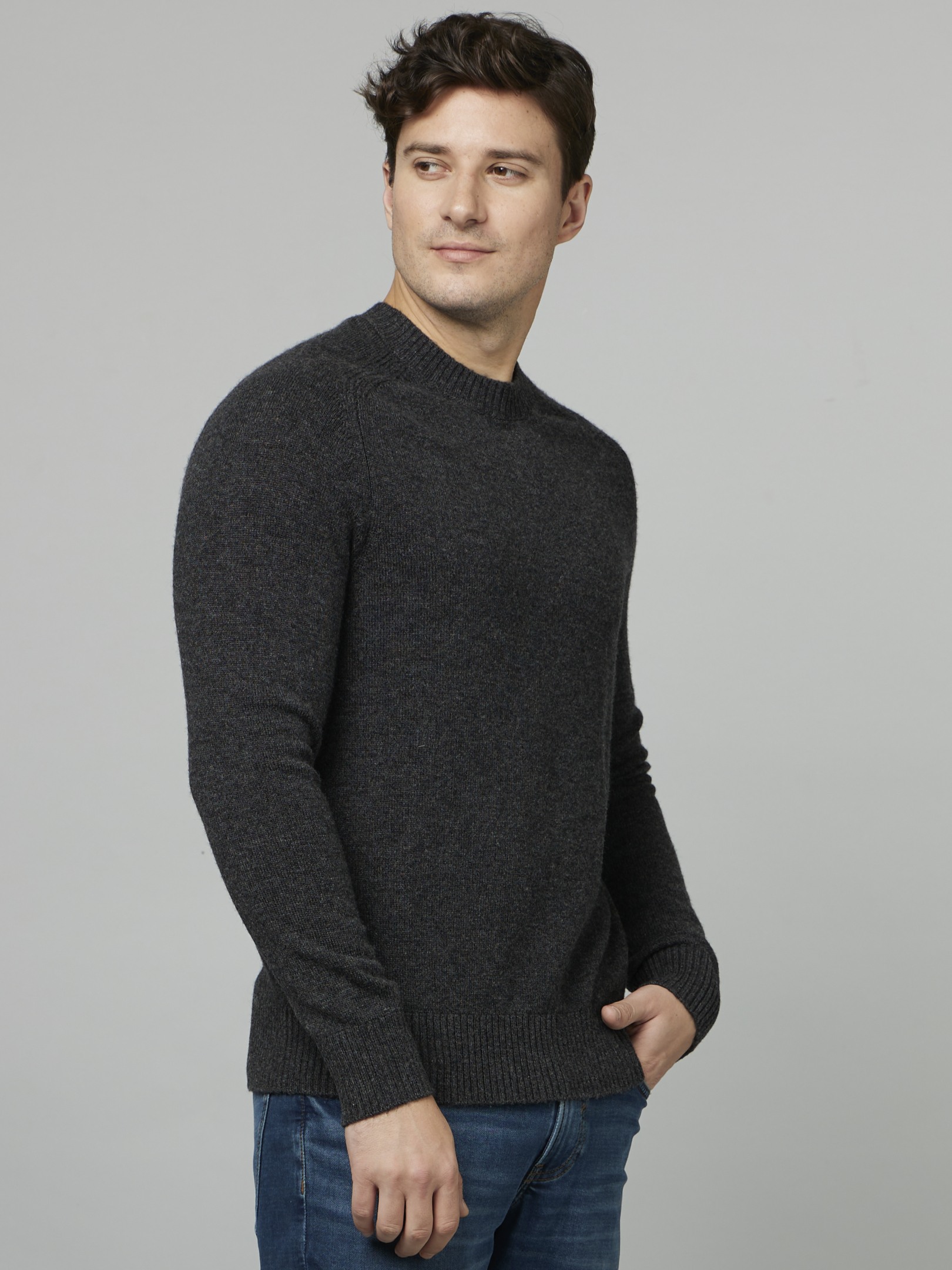 Men's gray crew neck sweater hotsell