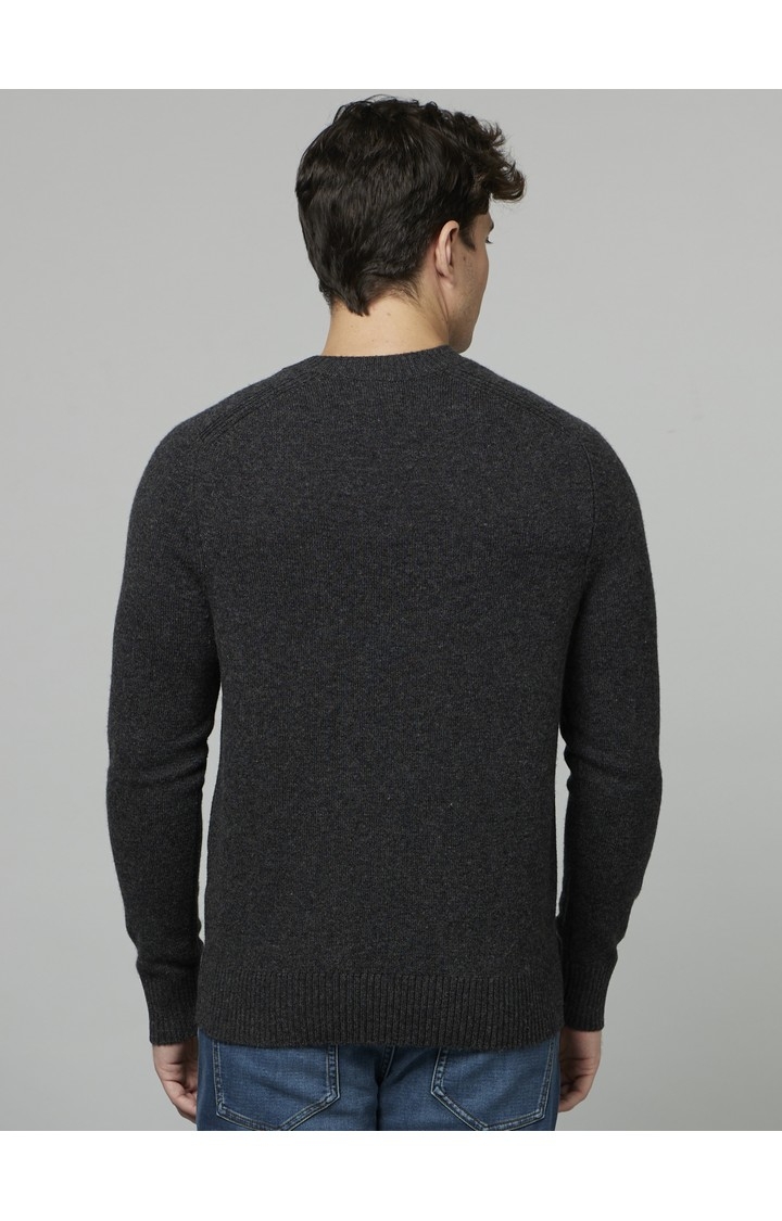 Men's Grey Solid Sweaters
