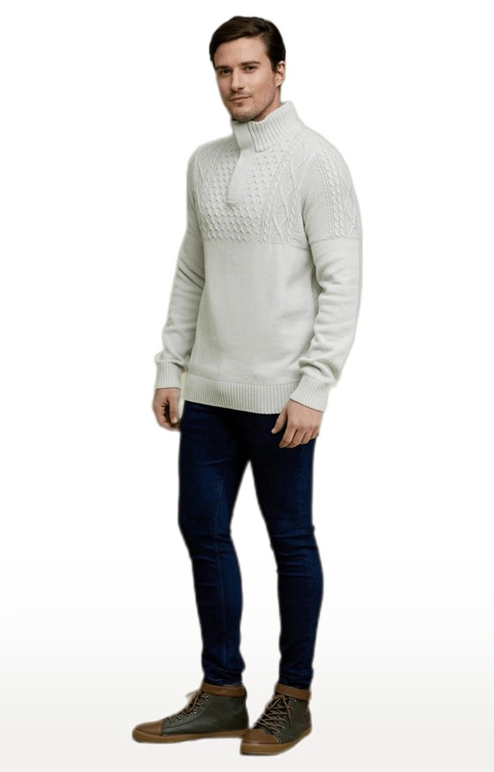 celio | Men's Grey Textured Sweaters 2