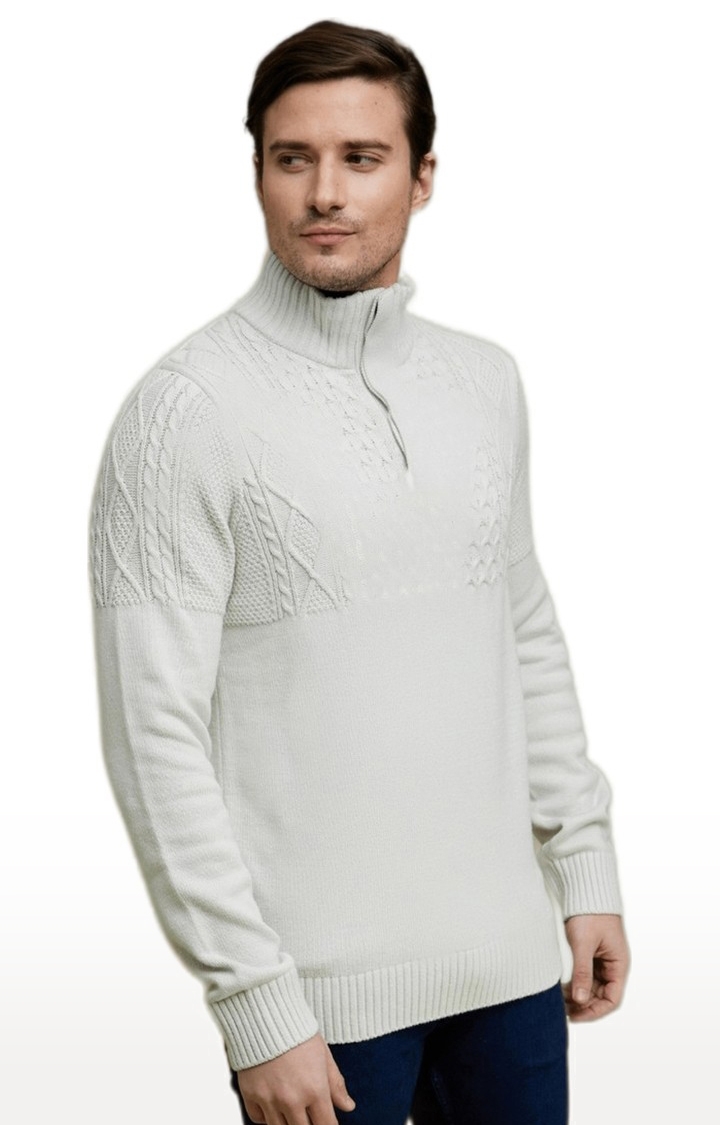 celio | Men's Grey Textured Sweaters 4