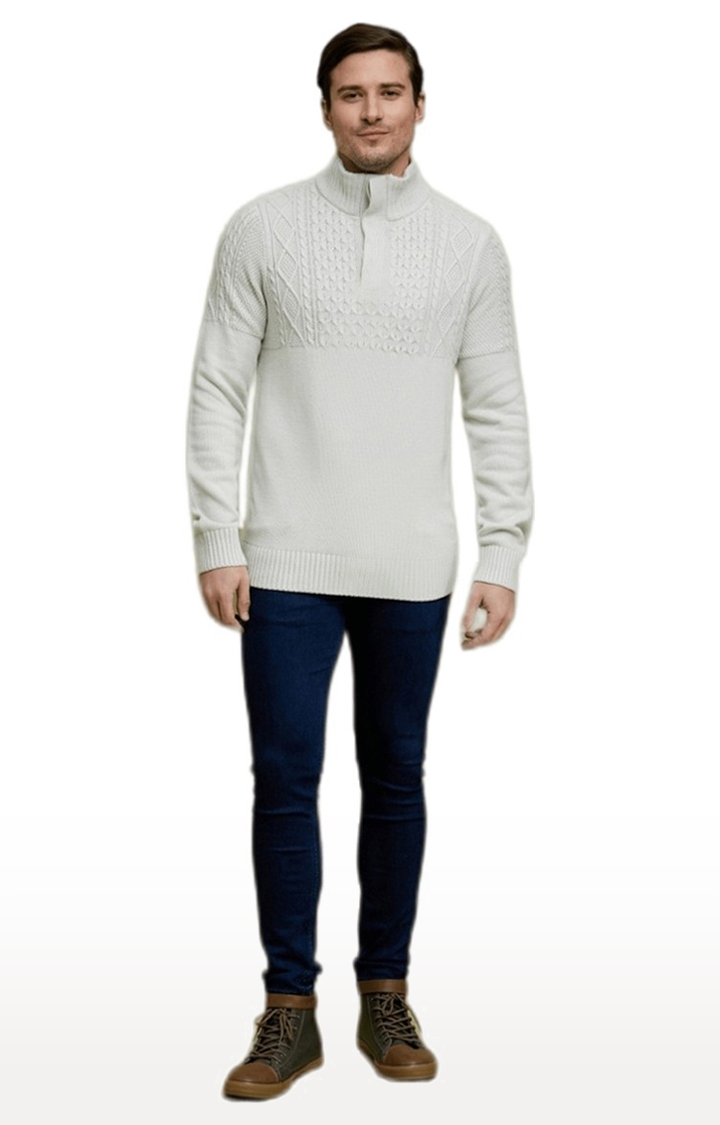 celio | Men's Grey Textured Sweaters 1