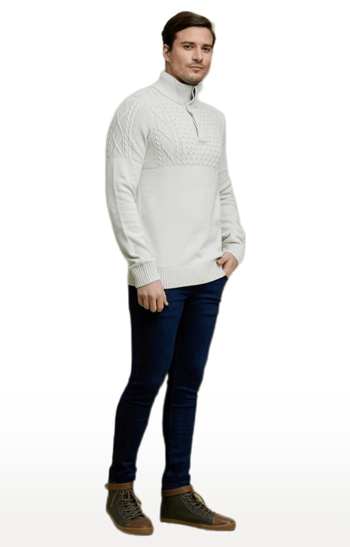 celio | Men's Grey Textured Sweaters 3