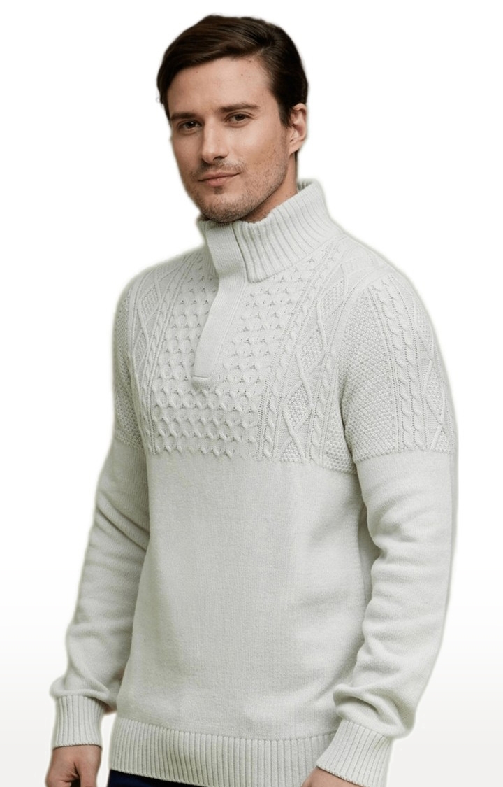 celio | Men's Grey Textured Sweaters