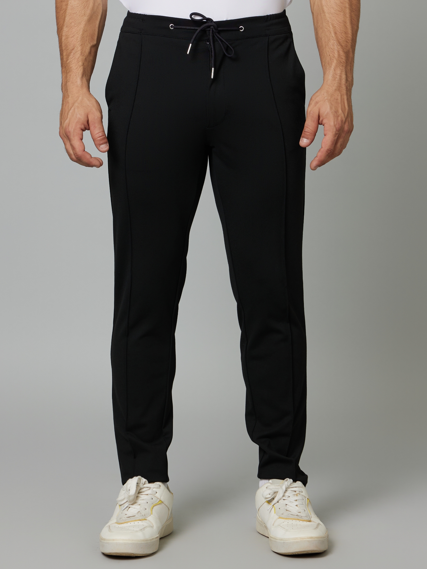 celio | Men's Black Blended Solid Trousers 0
