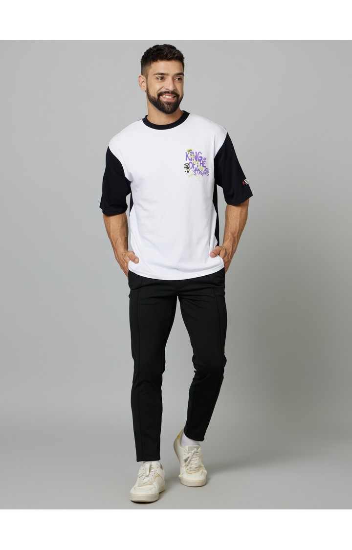 Men's Black Blended Solid Trousers
