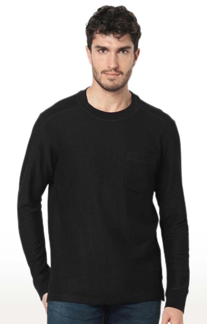 celio | Men's Black Solid Regular T-Shirts