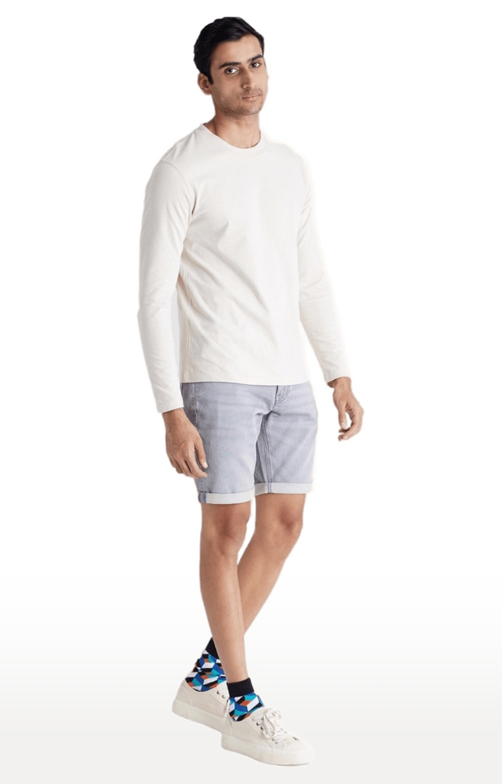 celio | Men's Beige Solid Regular T-Shirts 4