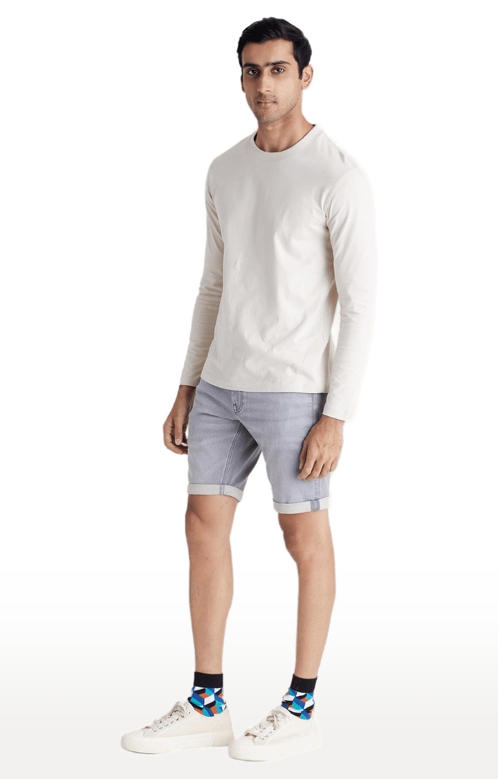 celio | Men's Beige Solid Regular T-Shirts 3