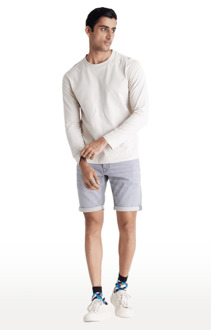 celio | Men's Beige Solid Regular T-Shirts 2