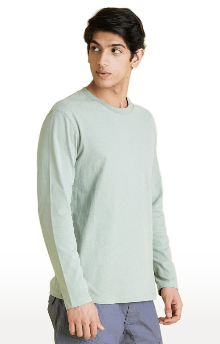 celio | Men's Green Solid Regular T-Shirts
