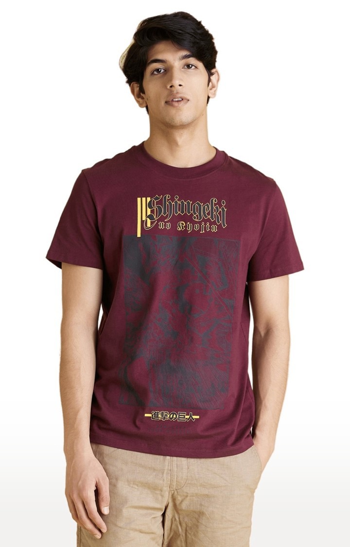 Men's Red Printed Regular T-Shirts