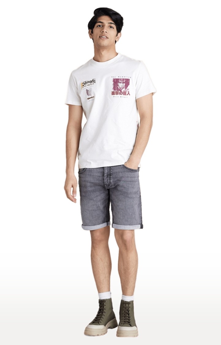 Men's White Graphics Regular T-Shirts