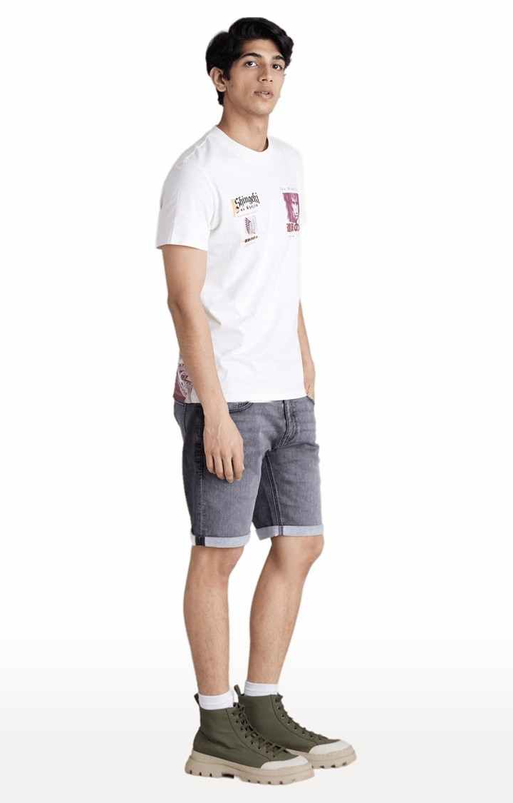 Men's White Graphics Regular T-Shirts