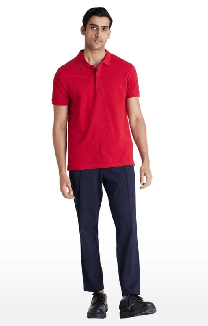 Men's Red Solid Polos