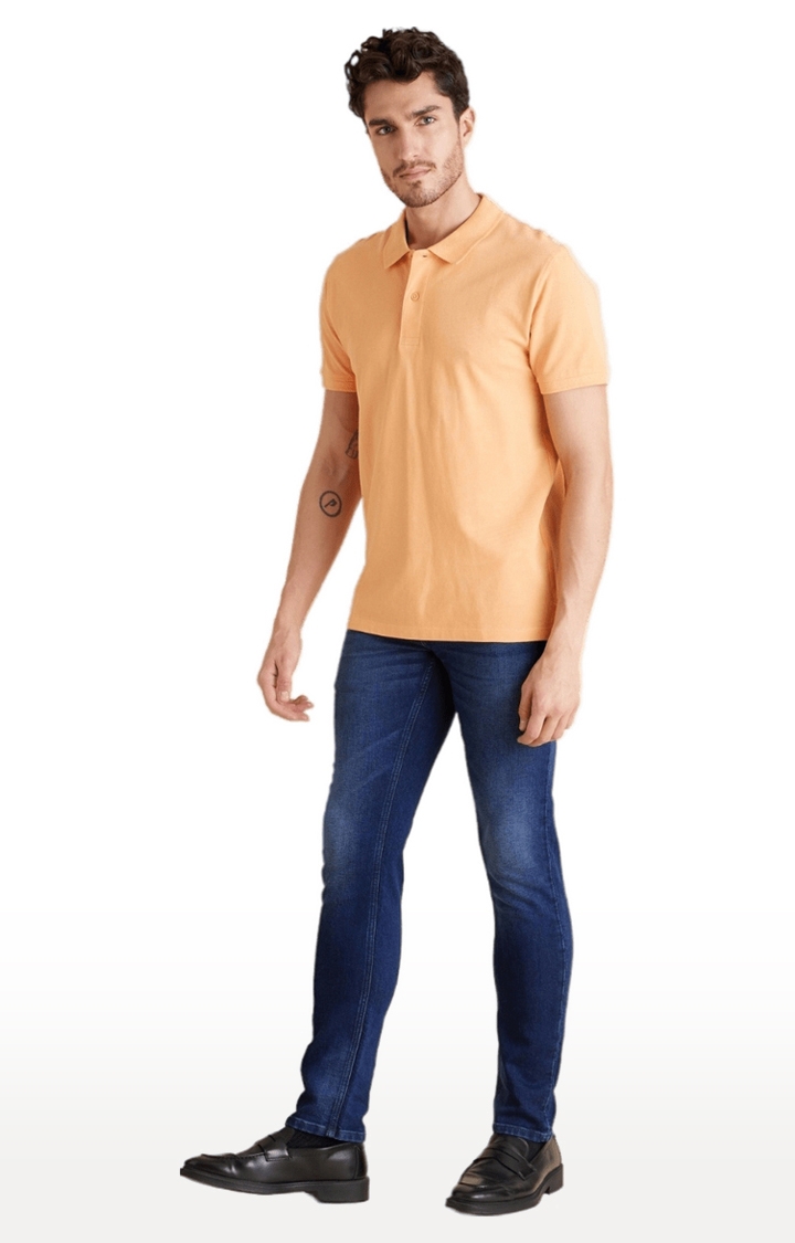 celio | Men's Orange Solid Polos 4