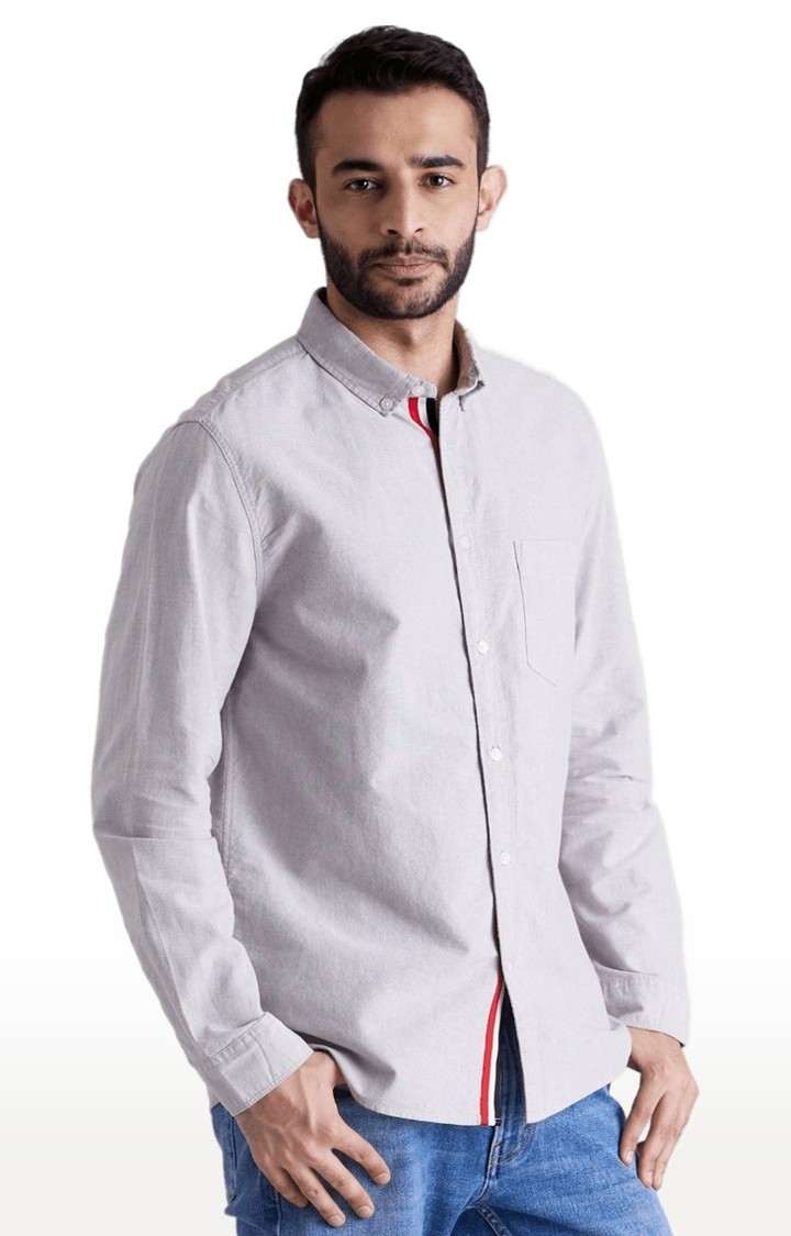 Men's Grey Solid Casual Shirts