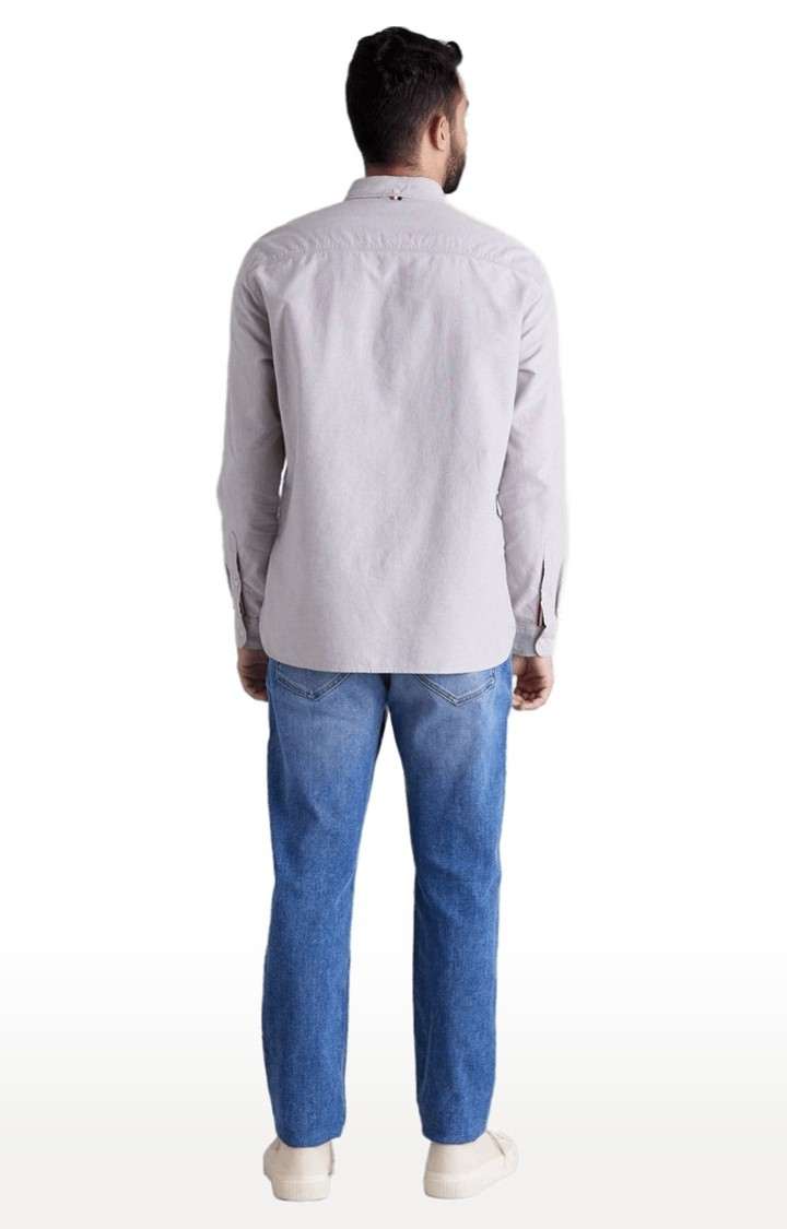 Men's Grey Solid Casual Shirts