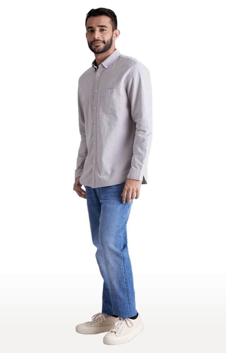 Men's Grey Solid Casual Shirts