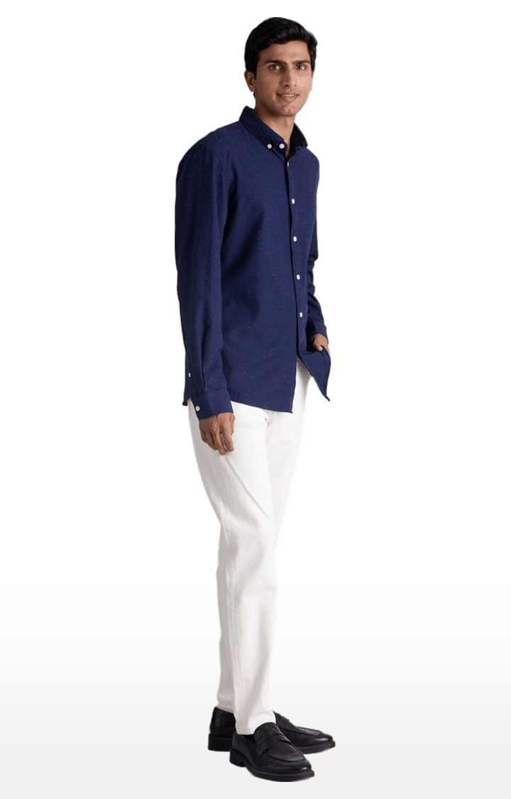 Men's Blue Solid Casual Shirts