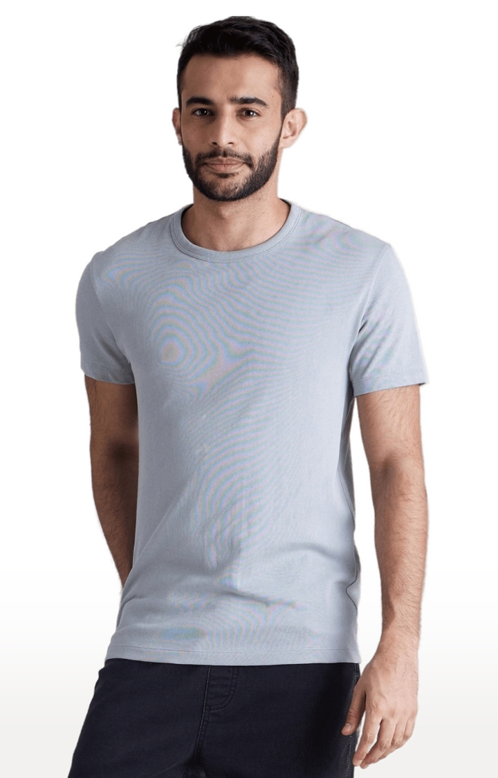 Men's Blue Solid Regular T-Shirts