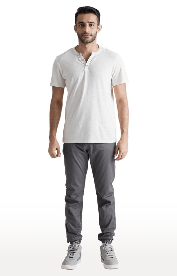 celio | Men's White Solid Regular T-Shirts