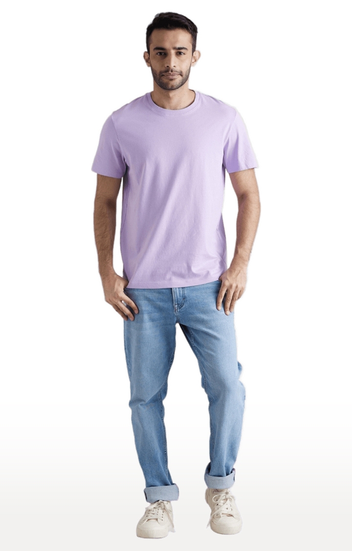 Men's Purple Solid Regular T-Shirts