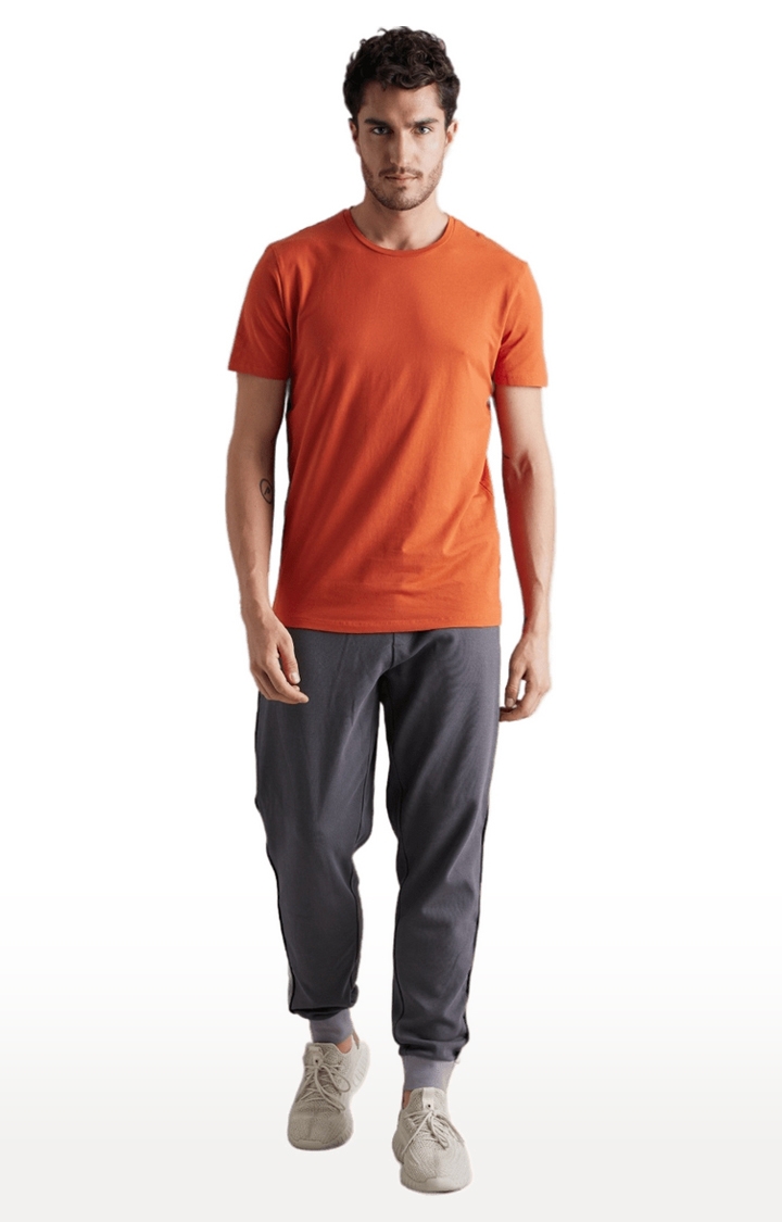 celio | Men's Orange Solid Regular T-Shirts 0