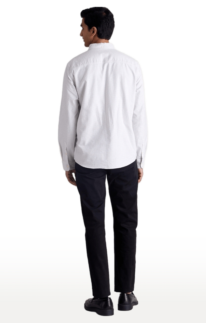 Men's White Printed Casual Shirts