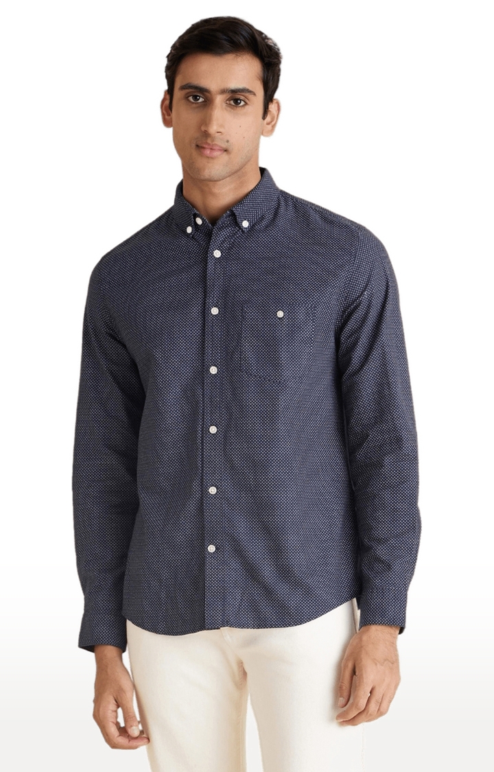 celio | Men's Blue Printed Casual Shirts
