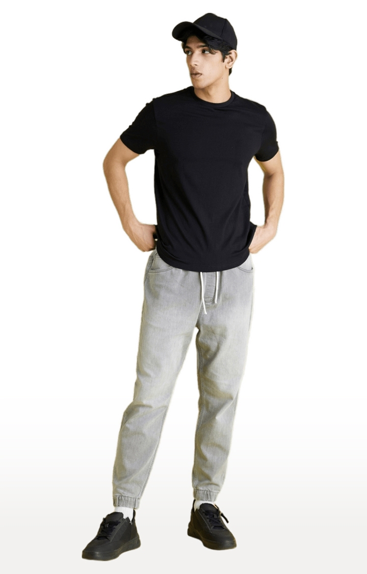 celio | Men's Grey Polycotton Solid Joggers Jeans 0