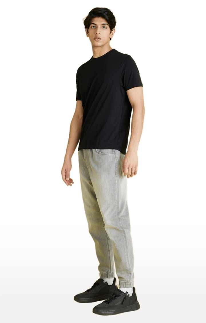 Men's Grey Polycotton Solid Joggers Jeans