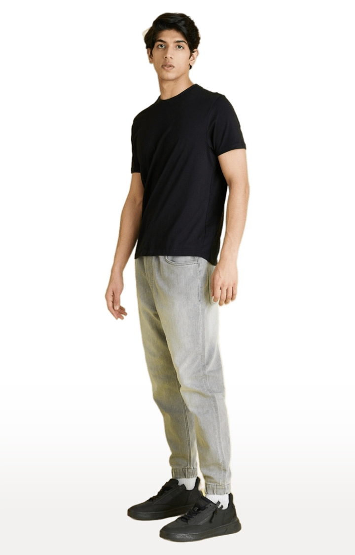 celio | Men's Grey Polycotton Solid Joggers Jeans 3