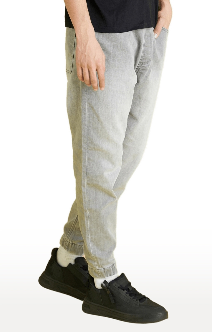 celio | Men's Grey Polycotton Solid Joggers Jeans 5
