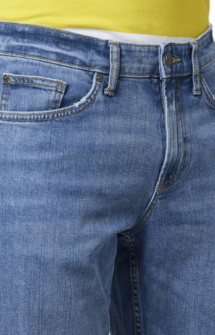 Men's Blue Cotton Solid Regular Jeans