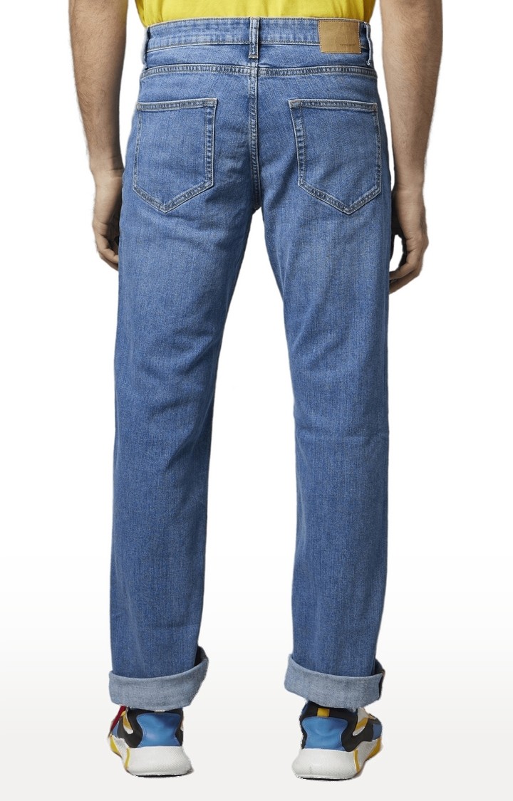 Men's Blue Cotton Solid Regular Jeans