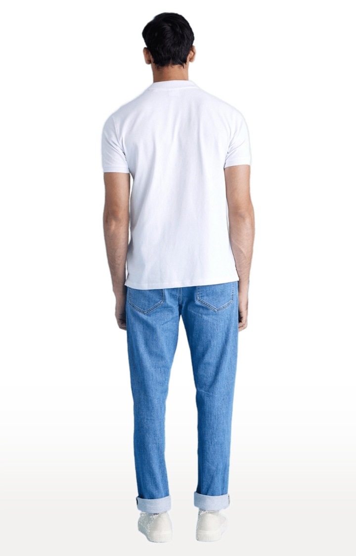 Men's Blue Polycotton Solid Regular Jeans