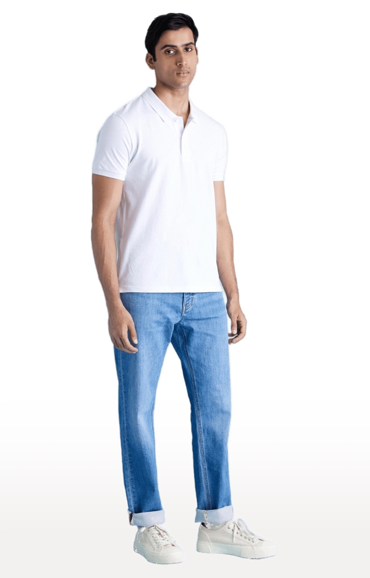 Men's Blue Polycotton Solid Regular Jeans