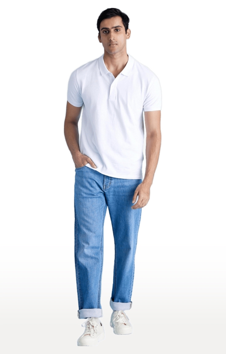 celio | Men's Blue Polycotton Solid Regular Jeans