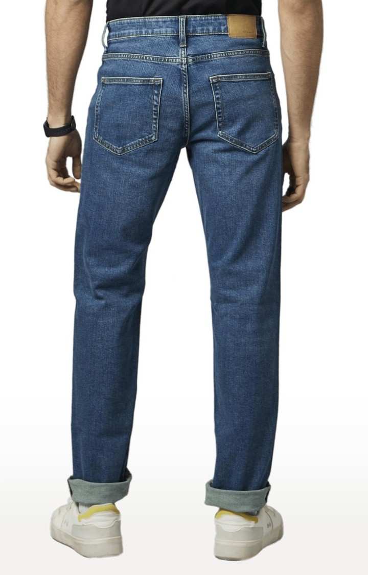 Men's Blue Cotton Solid Regular Jeans